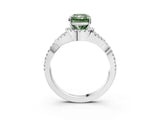 White gold Fancy Green Radiant Cut Diamond  Halo Twist Band Solitaire Prong Setting Ring_15