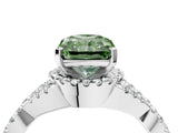 White gold Fancy Green Radiant Cut Diamond  Halo Twist Band Solitaire Prong Setting Ring_16