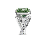 White gold Fancy Green Radiant Cut Diamond  Halo Twist Band Solitaire Prong Setting Ring_17