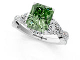 White gold Fancy Green Radiant Cut Diamond  Halo Twist Band Solitaire Prong Setting Ring_51