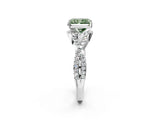 White gold Fancy Green Radiant Cut Diamond  Halo Twist Band Solitaire Prong Setting Ring_52