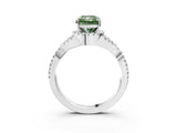 White gold Fancy Green Radiant Cut Diamond  Halo Twist Band Solitaire Prong Setting Ring_53