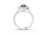 White gold Fancy Green Radiant  Cut Diamond Milgrain Floral Halo Engagement Ring with Pavé Band_18