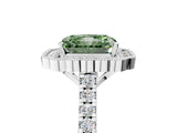White gold Fancy Green Radiant  Cut Diamond Milgrain Floral Halo Engagement Ring with Pavé Band_20