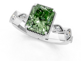 White gold Fancy Green Radiant  Cut Diamond Milgrain Marquise Band with Prong Setting_4
