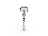White gold Fancy Green Radiant  Cut Diamond Milgrain Marquise Band with Prong Setting_5