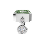 White gold Fancy Green Radiant  Cut Diamond Milgrain Marquise Band with Prong Setting_8