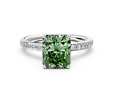 White gold Fancy Green Radiant  Cut Diamond Pavé Band Ring with Four-Prong Setting_24