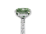 White gold Fancy Green Radiant  Cut Diamond Pavé Band Ring with Four-Prong Setting_29