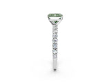 White gold Fancy Green Radiant Cut Diamond Pavé Band Solitaire Ring with Prong Setting_78