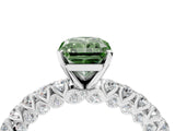 White gold Fancy Green Radiant Cut Diamond Pavé Band Solitaire Ring with Prong Setting_80