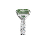 White gold Fancy Green Radiant Cut Diamond Pavé Band Solitaire Ring with Prong Setting_81