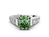White gold Fancy Green Radiant  Cut Diamond Pavé Band Solitaire with Four-Prong Setting_15