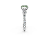 White gold Fancy Green Radiant  Cut Diamond Pavé Band Solitaire with Four-Prong Setting_17