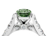 White gold Fancy Green Radiant  Cut Diamond Pavé Band Solitaire with Four-Prong Setting_19