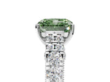 White gold Fancy Green Radiant  Cut Diamond Pavé Band Solitaire with Four-Prong Setting_20