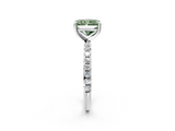 White gold Fancy Green Radiant  Cut Diamond Pavé Band Solitaire with Four-Prong Setting_5