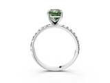 White gold Fancy Green Radiant  Cut Diamond Pavé Band Solitaire with Four-Prong Setting_6