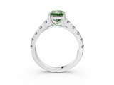 White gold Fancy Green Radiant  Cut Diamond Pavé Band Solitaire with Four-Prong Setting_6