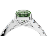 White gold Fancy Green Radiant  Cut Diamond Pavé Band Solitaire with Four-Prong Setting_7