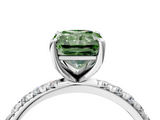 White gold Fancy Green Radiant  Cut Diamond Pavé Band Solitaire with Four-Prong Setting_7