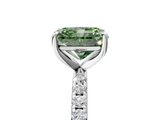 White gold Fancy Green Radiant  Cut Diamond Pavé Band Solitaire with Four-Prong Setting_8