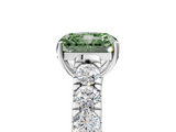 White gold Fancy Green Radiant  Cut Diamond Pavé Band Solitaire with Four-Prong Setting_8