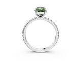 White gold Fancy Green Radiant  Cut Diamond Pavé Band with Four-Prong Setting_57