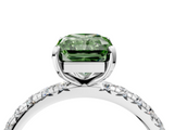 White gold Fancy Green Radiant  Cut Diamond Pavé Band with Four-Prong Setting_58