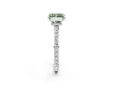 White gold Fancy Green Radiant Cut Diamond Pavé Engagement Ring with Round  Accents and Prong Setting_98
