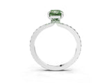 White gold Fancy Green Radiant Cut Diamond Pavé Engagement Ring with Round  Accents and Prong Setting_99
