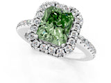 White gold Fancy Green Radiant Cut Diamond Pavé Halo Ring with Four-Prong Setting_50