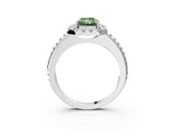 White gold Fancy Green Radiant Cut Diamond Pavé Halo Ring with Four-Prong Setting_51