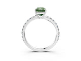 White gold Fancy Green Radiant Cut Diamond Pavé Solitaire Engagement Ring with Four-Prong Setting_101