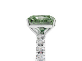White gold Fancy Green Radiant Cut Diamond Pavé Solitaire Engagement Ring with Four-Prong Setting_102