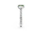 White gold Fancy Green Radiant Cut Diamond Pavé Solitaire Ring with Round Band and Prong Setting_15