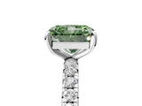 White gold Fancy Green Radiant Cut Diamond Pavé Solitaire Ring with Round Band and Prong Setting_18