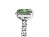 White gold Fancy Green Radiant Cut Diamond Pavé Solitaire Ring with Round Band and Prong Setting_42