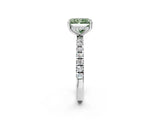 White gold Fancy Green Radiant Cut Diamond Pave Band Solitaire Ring with Round  and Prong Setting_120
