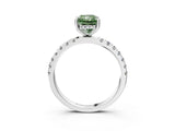 White gold Fancy Green Radiant Cut Diamond Pave Band Solitaire Ring with Round  and Prong Setting_120