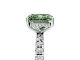 White gold Fancy Green Radiant Cut Diamond Pave Band Solitaire Ring with Round  and Prong Setting_122