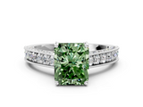 White gold Fancy Green Radiant  Cut Diamond Pave Band with Four-Prong Setting_36