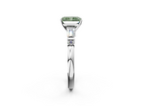 White gold Fancy Green Radiant  Cut Diamond Ring with Baguette Side Stones, Channel Set Band, and Four-Prong Setting_5