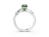 White gold Fancy Green Radiant  Cut Diamond Ring with Baguette Side Stones, Channel Set Band, and Four-Prong Setting_6