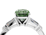 White gold Fancy Green Radiant  Cut Diamond Ring with Baguette Side Stones, Channel Set Band, and Four-Prong Setting_7