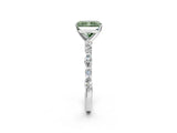 White gold Fancy Green Radiant Cut Diamond Ring with Marquise and Round  Side Stones and Four-Prong Setting_66