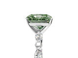White gold Fancy Green Radiant Cut Diamond Ring with Marquise and Round  Side Stones and Four-Prong Setting_69
