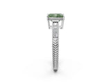 White gold Fancy Green Radiant Cut Diamond Ring with Milgrain Pavé Band and Four-Prong Setting_31