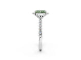 White gold Fancy Green Radiant Cut Diamond Ring with Pavé Band and Floral Prong Setting_41