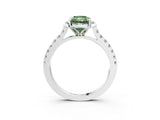 White gold Fancy Green Radiant Cut Diamond Ring with Pavé Band and Floral Prong Setting_42